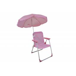 Silla plegable infantil con sombrilla rosa 38x23x52cm.