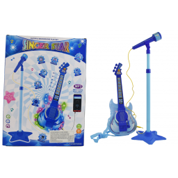 Micrfono de pie con guitarra azul 50-87cm.