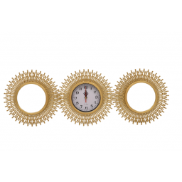 Reloj de pared con espejos 3 pcs 25 cm. Dorado