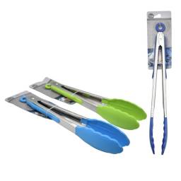 Pinza de metal y silicona de color para alimentos 33cm.