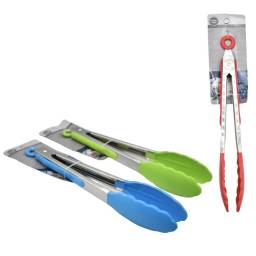 Pinza de metal y silicona de color para alimentos 28cm.