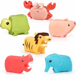 Animales de goma con chifle para baera x6 unidades 7x4x3cm