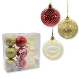 Bolas de navidad rojo y dorado 6cm x6 unidades