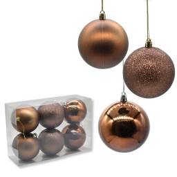 Bolas de navidad marrn 8cm x6 unidades