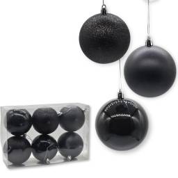 Bolas de navidad negras 8cm x6 unidades