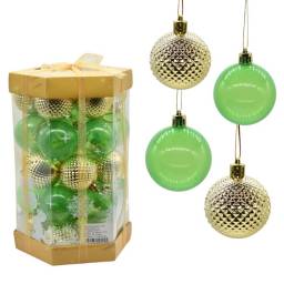 Bolas de navidad verdes y doradas 5cm x35 unidades