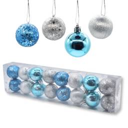 Bolas de navidad celeste y plateado 4cm x16 unidades