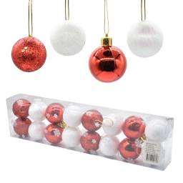 Bolas de navidad rojo y blanco 4cm x16 unidades