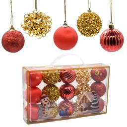 Bolas de navidad surtidas rojo y dorado 5cm x15 unidades 