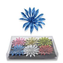 Flores brillantes decoracin de navidad x6 unidades 7cm