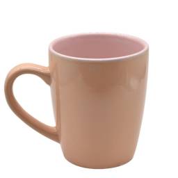 Taza combinada salmn con rosa de cermica 9x11cm