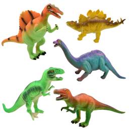 Set de dinosaurios de goma con chifle x5 unidades