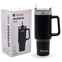 Vaso trmico Vigore con tapa y sorbito negro 1200ml