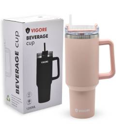 Vaso trmico Vigore con tapa y sorbito rosa 1200ml