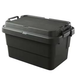 Caja plstica multifuncin con tapa y asas negra 58x37x36cm