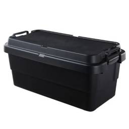 Caja plstica multifuncin con tapa y asas negra 76x37.5x36cm