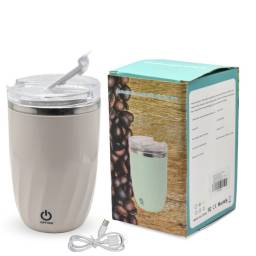 Taza trmica auto revolvedora beige 380ml 