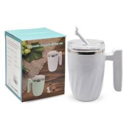 Taza trmica auto revolvedora blanca con mango 380ml 