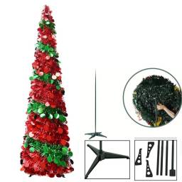 rbol de navidad espiral plegable verde y rojo 150cm