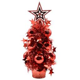 Mini rbol de navidad decorado rojo 32cm