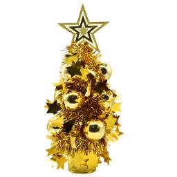 Mini rbol de navidad decorado dorado 32cm