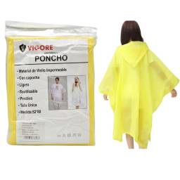 Poncho de lluvia vigore para adultos 52x80cm amarillo