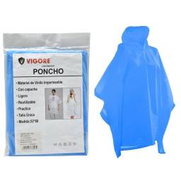 Poncho de lluvia vigore para adultos 52x80cm celeste 