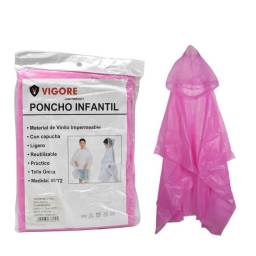 Poncho de lluvia vigore infantil 45x72cm rosado