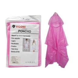 Poncho de lluvia vigore para adultos 52x80cm rosado