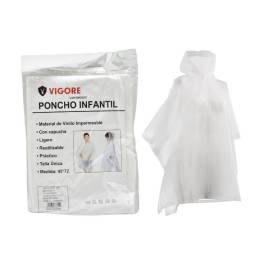 Poncho de lluvia vigore infantil 45x72cm blanco