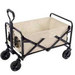 Carrito plegable beige con ruedas 76x46x48cm