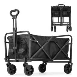 Carrito plegable negro con ruedas 88x47x55cm