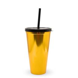 Vaso plstico metalizado dorado con sorbito 600ml