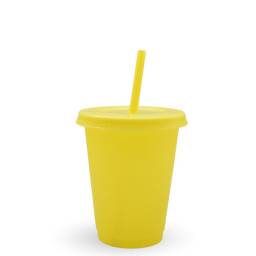 Vaso plstico amarillo con sorbito 420ml