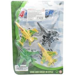 Set de aviones de juguete x 4 en blster 31x21cm