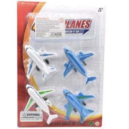 Set de aviones de juguete en blster x 4 31x21cm