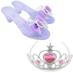 Set infantil de princesa corona con zapatos violeta 30x18cm