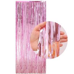 Cortina metalizada para decoracin rosa 1x2mts