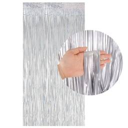 Cortina metalizada para decoracin plateada 1x2mts