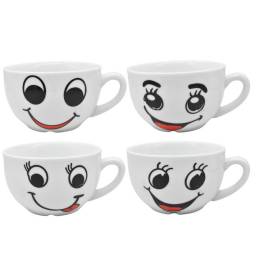 Taza blanca de cermica con carita 10x7cm