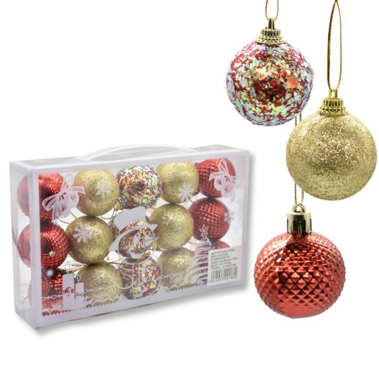 Bolas de navidad surtidas rojo y dorado 4cm x15 unidades