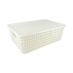 Caja plstica blanca con tapa 33x23x11cm