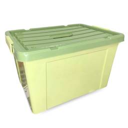 Caja plstica verde apilable con ruedas 100Lts.