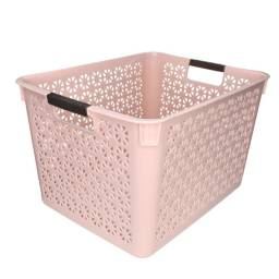 Canasto plstico con asas rosa 35x27x21cm