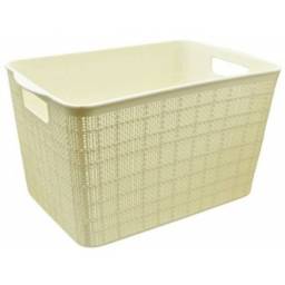 Canasto plstico labrado beige 34x27x22cm