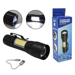 Linterna Led de bolsillo recargable con zoom 10x3.5cm