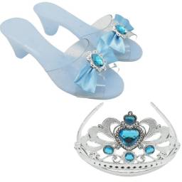 Set infantil de princesa corona con zapatos azul 30x18cm