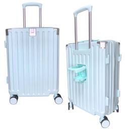 Valija de viaje rgida celeste carry on 20 con USB y porta vaso