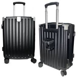 Valija de viaje rgida negra carry on 20 con USB y porta vaso