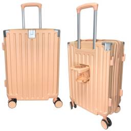 Valija de viaje rgida salmn carry on 20 con USB y porta vaso